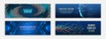 Big data futuristic web background. Visualization of data arrays, databases. Information flow, sorting. Set of Hi-tech banner Royalty Free Stock Photo