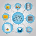 Big data globe analytic technology network icons