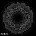 Big data grayscale visualization. Futuristic infographic. Information aesthetic design. Visual data complexity.