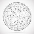 Big data icon. Artificial intelligence. Global network concept. Abstract geometric spherical shape with triangular shapes.