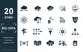 Big Data icon set. Include creative elements cloud hosting, cloud management, data science, pattern system, ambiguity icons. Can