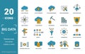 Big Data icon set. Include creative elements cloud hosting, cloud management, data science, pattern system, ambiguity icons. Can