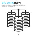Big data icon vector with outline style isolated on white background. Vector illustration data server sign symbol icon concept Royalty Free Stock Photo