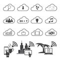 Big data icons set, Cloud computing. Royalty Free Stock Photo