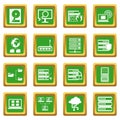Big data icons set green Royalty Free Stock Photo