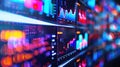 Big data information processing showing colorful graphs and statistics on multiple computer screens Royalty Free Stock Photo