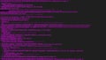 Purple screen coding hacker concept animation with glitch. Programming code typing error. Royalty Free Stock Photo