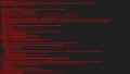 Red screen coding hacker concept animation with glitch. Programming code typing error. Royalty Free Stock Photo