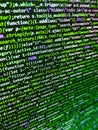 Big data and Internet of things trend. Failure in the program, blue screen, programming. Programmer working on computer screen. Royalty Free Stock Photo