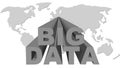 BIG DATA lettering in gray design - letters in front of a world map on white background - cloud computing and data storage concept Royalty Free Stock Photo