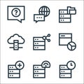 Big data line icons. linear set. quality vector line set such as database, server, remove, web analytics, share, cloud server, Royalty Free Stock Photo