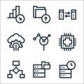 big data line icons. linear set. quality vector line set such as database, data transfer, data flow, search, cloud computing, Royalty Free Stock Photo