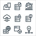 big data line icons. linear set. quality vector line set such as idea, web analytics, global server, database, lock, cloud server