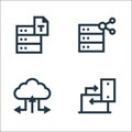big data line icons. linear set. quality vector line set such as laptop, cloud storage, share Royalty Free Stock Photo