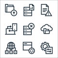 Big data line icons. linear set. quality vector line set such as server, loading, communication, cloud storage, computing, laptop Royalty Free Stock Photo