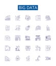 Big data line icons signs set. Design collection of Analytics, Storage, Predictive, Mining, Hadoop, Cloud, AI
