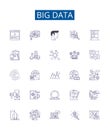 Big data line icons signs set. Design collection of Analytics, Storage, Predictive, Mining, Hadoop, Cloud, AI