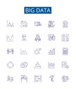 Big data line icons signs set. Design collection of Analytics, Storage, Predictive, Mining, Hadoop, Cloud, AI