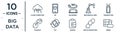 big.data linear icon set. includes thin line cloud computing, 360 degree, transaction, tilt, depth perception, users, thought Royalty Free Stock Photo