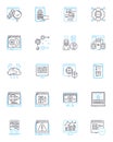 Big data linear icons set. Analysis, Analytics, Automation, Cloud, Cluster, Correlation, Dashboard line vector and