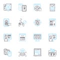 Big data linear icons set. Analysis, Analytics, Automation, Cloud, Cluster, Correlation, Dashboard line vector and