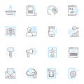 Big data linear icons set. Analytics, Insights, Hadoop, Algorithms, Visualization, Processing, Mining line vector and Royalty Free Stock Photo