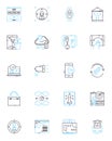 Big data linear icons set. Analytics, Insights, Hadoop, Algorithms, Visualization, Processing, Mining line vector and Royalty Free Stock Photo