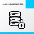 Big data locked vector line icon style. security and private file icon. 64x64 Pixel perfect