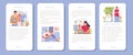 Big data mobile application banner set. Mining and analyzing