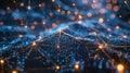 Big data network connecting glowing nodes and lines in cyberspace Royalty Free Stock Photo
