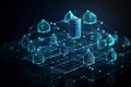 Big data, network structure, blockchain technology abstract background. AI generated. Royalty Free Stock Photo