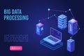Big data processing and analysing landing page vector template. Analytics data servers, Server room banner, web hosting Royalty Free Stock Photo