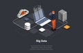 Big Data Processing Center, Cloud Database. Server Room With Hardware Racks or Web Hosting. Man Controls of Working Big Royalty Free Stock Photo