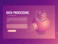 Big data processing concept, abstract futuristic cloud storage, server room, database, energy reactor isometric vector Royalty Free Stock Photo