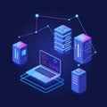 Big data processing dark isometric vector illustration