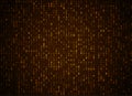 Vector binary code golden background. Big data and programming hacking, deep decryption and encryption, computer streaming numbers Royalty Free Stock Photo