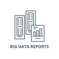 Big data reports line icon, vector. Big data reports outline sign, concept symbol, flat illustration Royalty Free Stock Photo