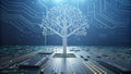 Big Data Semiconductor Tree with Digital Circuit Flow Royalty Free Stock Photo