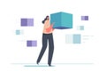 Big Data Server Storage Monitoring And Managing Networks Concept. Tiny Engineer Carry Huge Information Pixel