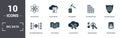 Big Data set icons collection. Includes simple elements such as Data Science, Cloud Report, Data Mining, Pattern System, Secured