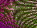 Big data storage and cloud computing representation. Abstract computer script  code. Code on dark background. Developer working on Royalty Free Stock Photo
