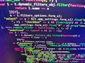 Big data storage and cloud computing representation. Binary computer code background, abstract. Writing programming code on laptop