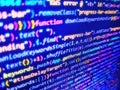 Big data storage and cloud computing representation. Code text written and created by myself. Script procedure creating. Internet Royalty Free Stock Photo