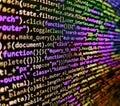 Big data storage and cloud computing representation. Programmer developer screen. Modern web network and internet Royalty Free Stock Photo