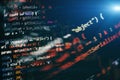 Big data storage and cloud computing representation. Programming . Developer working on web sites codes in office Royalty Free Stock Photo
