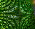 Big data storage and cloud computing representation. Screen of web developing code on dark background. Programming code abstract Royalty Free Stock Photo