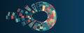 Big data stream futuristic infographics. File structuring, machine learning. Big data visualization. A dynamic array of Royalty Free Stock Photo
