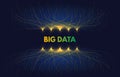 Big data streams. Digital technology visualization, network flow order and abstract database nodes connections vector Royalty Free Stock Photo