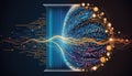 Big data technology and data science. Data scientist querying, analysing and visualizing complex data set on virtual screen. Data Royalty Free Stock Photo
