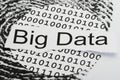 Big data text on binary code